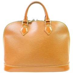 Louis Vuitton Alma Hand 866869 Brown Leather Satchel