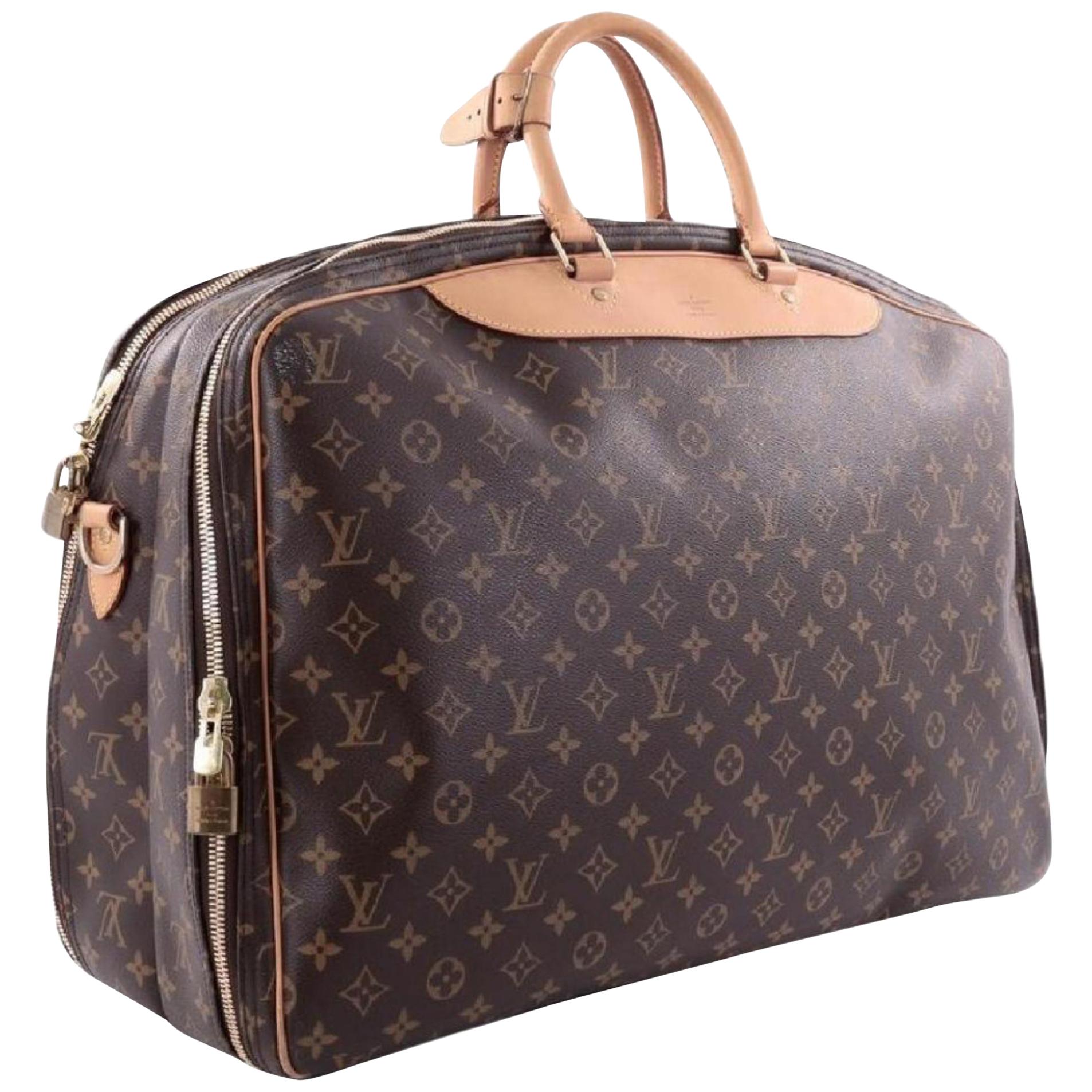 Louis Vuitton Alize Bandouliere 2 Poches 866494 Brown Coated Canvas Travel Bag For Sale