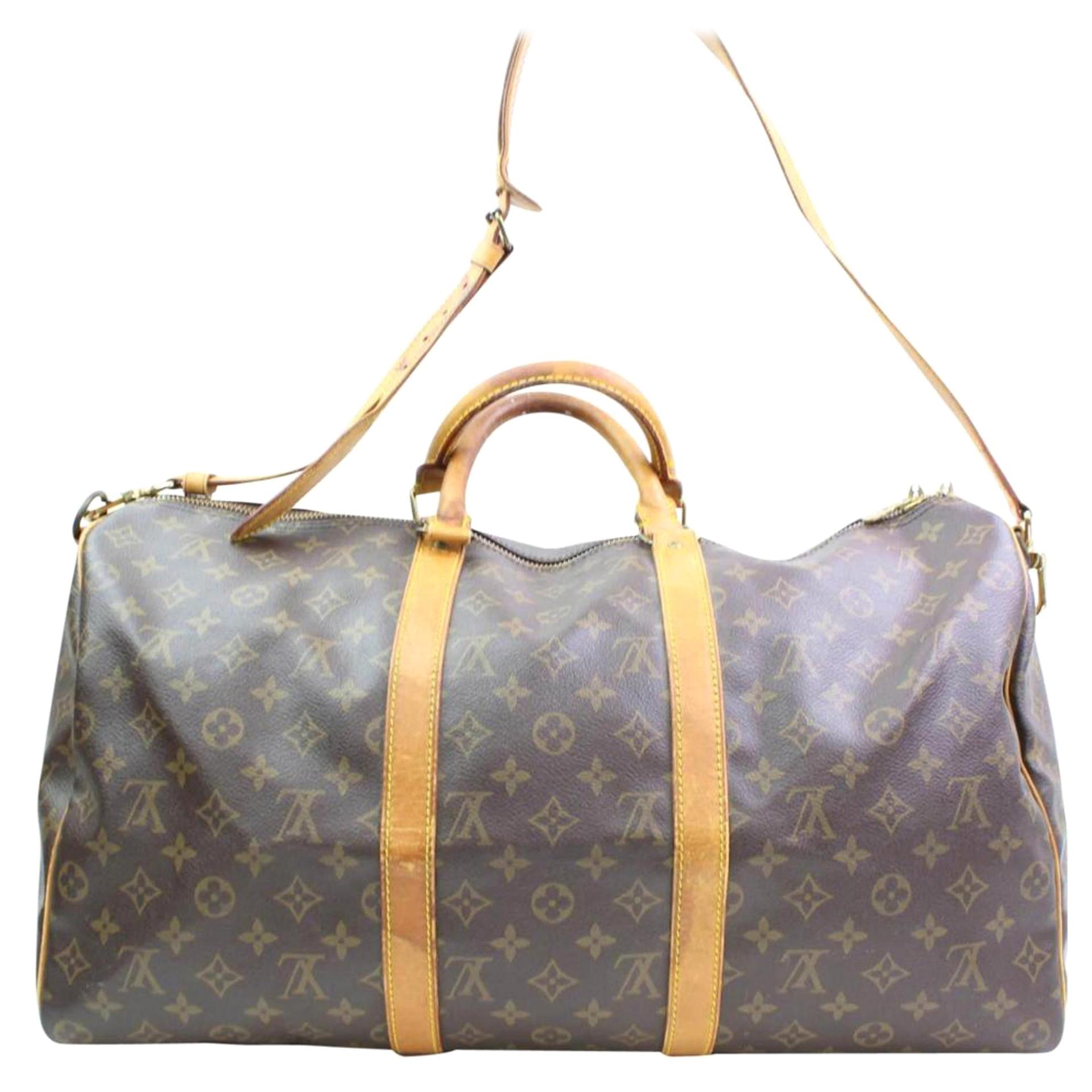 Louis Vuitton Keepall Bandouliere 50 866534 Coated Canvas Weekend/Travel Bag For Sale