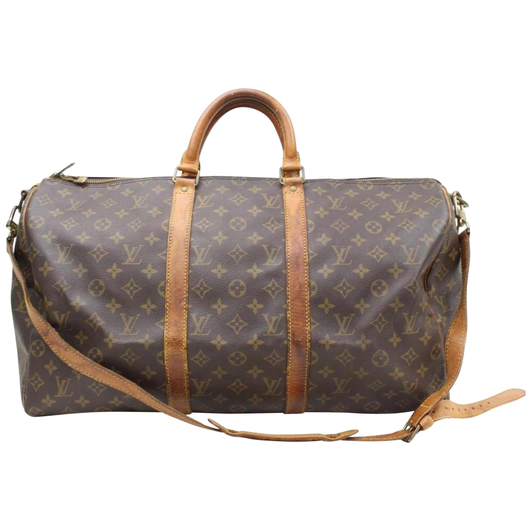 Louis Vuitton Keepall Bandouliere 50 866328 Coated Canvas Weekend/Travel Bag For Sale