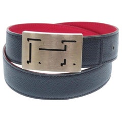 Hermès Red X Navy ( Ultra Rare ) Reversible Outline H Logo Kit 866228 Belt