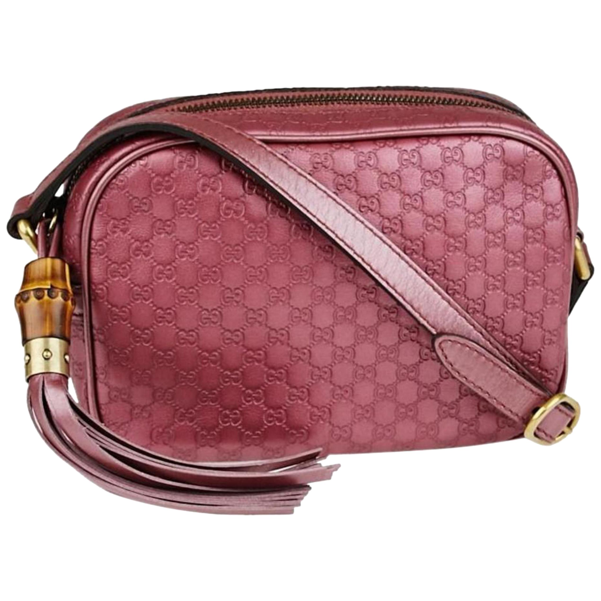 Gucci Soho Guccissima Sunshine Disco 866100 Rose (Pink) Leather Cross Body Bag For Sale
