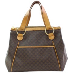 Céline Macadam Monogram Tote 867027 Brown Coated Canvas Satchel