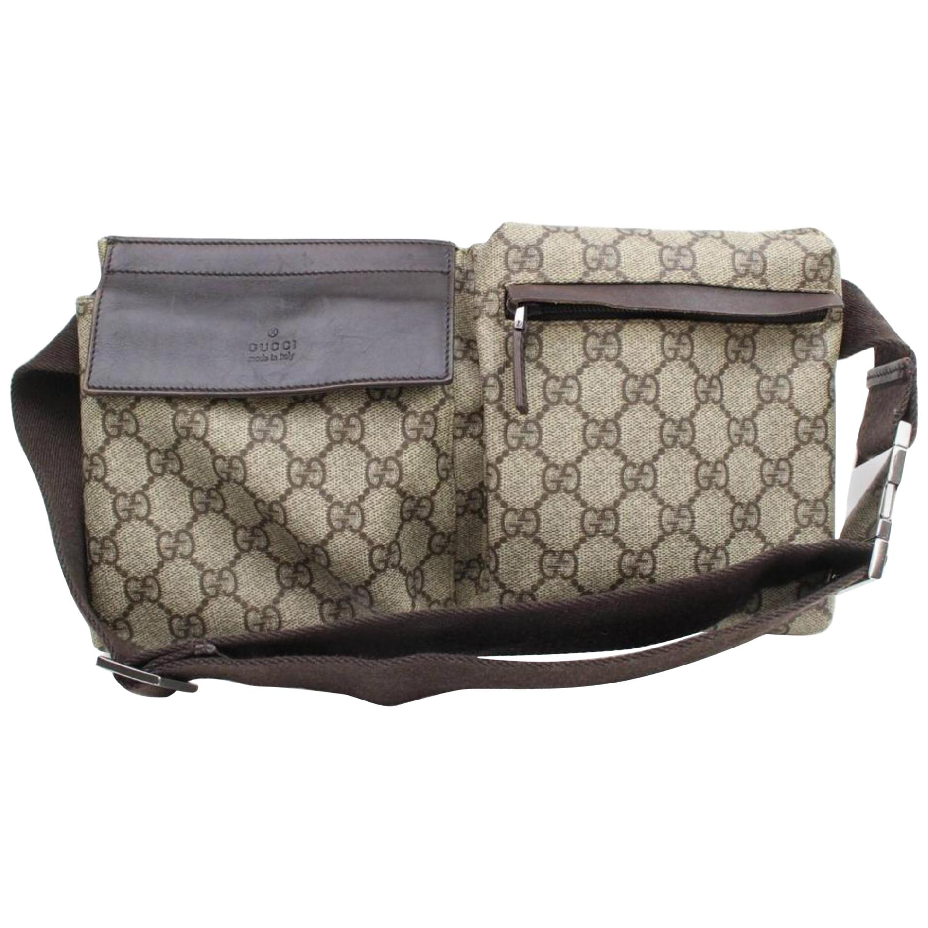 Gucci  Supreme Bum Pouch Waist Pack 867073 Brown Coated Canvas Cross Body Bag