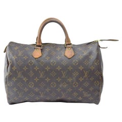 Used Louis Vuitton Speedy Monogram 35 866825 Brown Coated Canvas Satchel