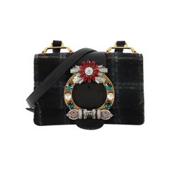 Miu Miu Madras Crystal Buckle Shoulder Bag Wool Small