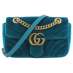 Used Gucci GG Marmont Flap Bag Matelasse Velvet Mini