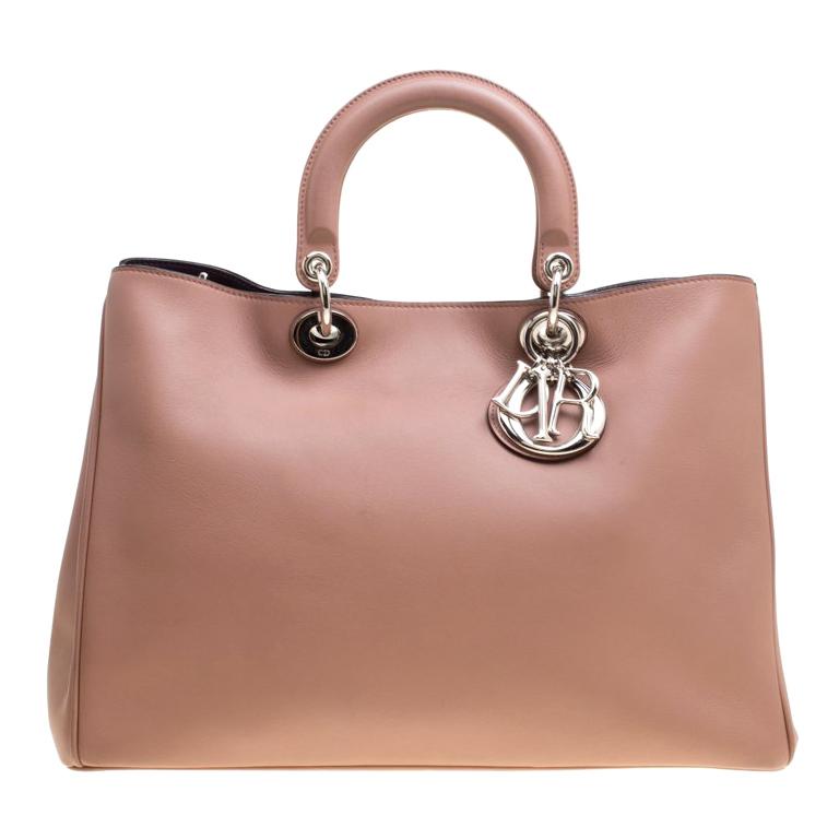 Dior Nude Leather Large Diorissimo Shopper Top Handle Bag