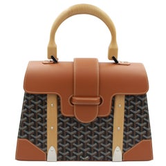 Goyard Saigon MM handbag in Black Canvas and Golden Leather