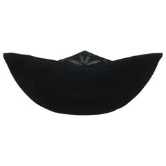 Large 1940’s Black Cordé Crescent Clutch Handbag