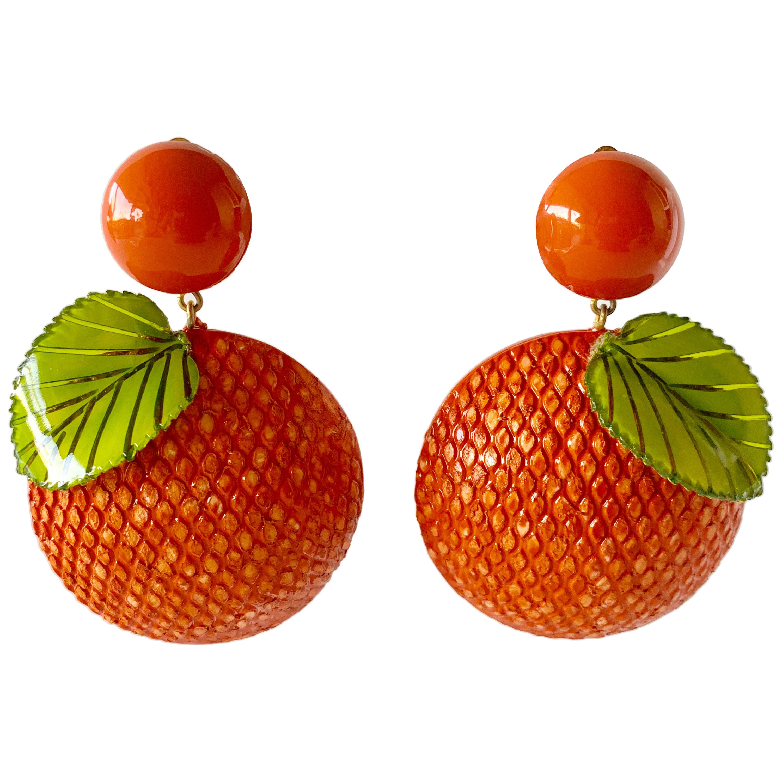 Large Orange Statement Earrings 