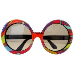 Retro 1960s Emilio Pucci Oversized Swirl Sunglasses 