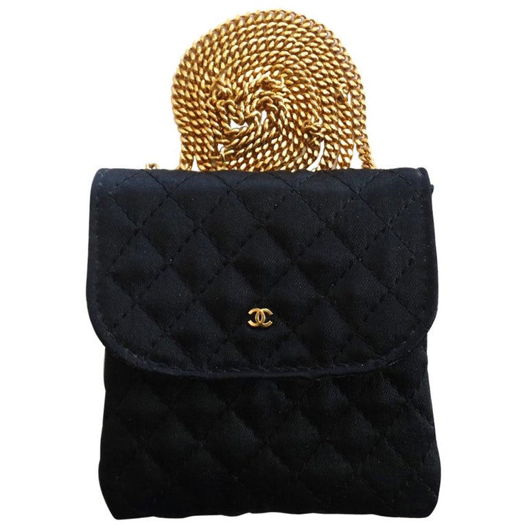 Vintage Chanel Black Satin Mini Necklace Bag at 1stDibs chanel