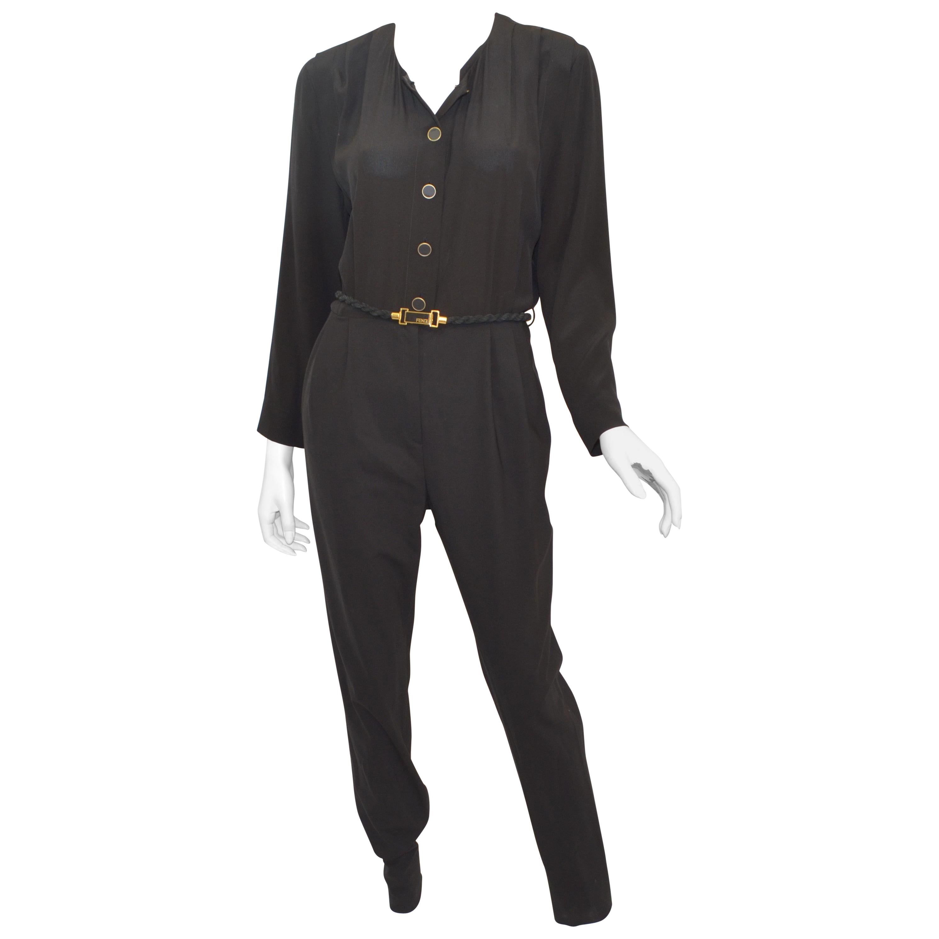 Fendi Black Jumpsuit with Belt NWT