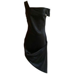 Alexander McQueen 2008 Black and Nude Silk Asymmetrical Drape Dress