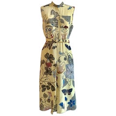 Gucci Kris Knight Flora Print Yellow Floral Silk Dress With Belt