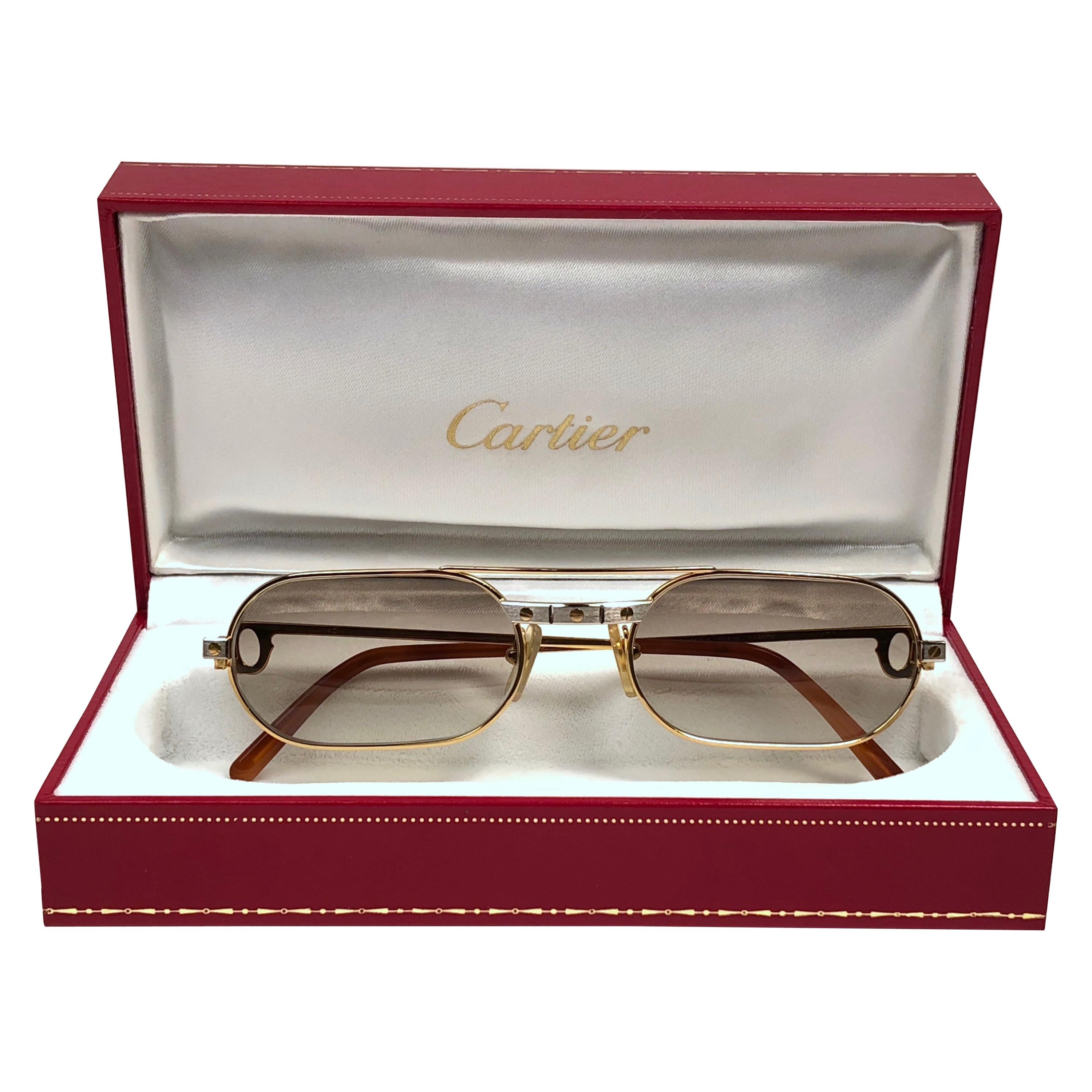 New Vintage Cartier Must Santos Medium 53mm France Sunglasses 