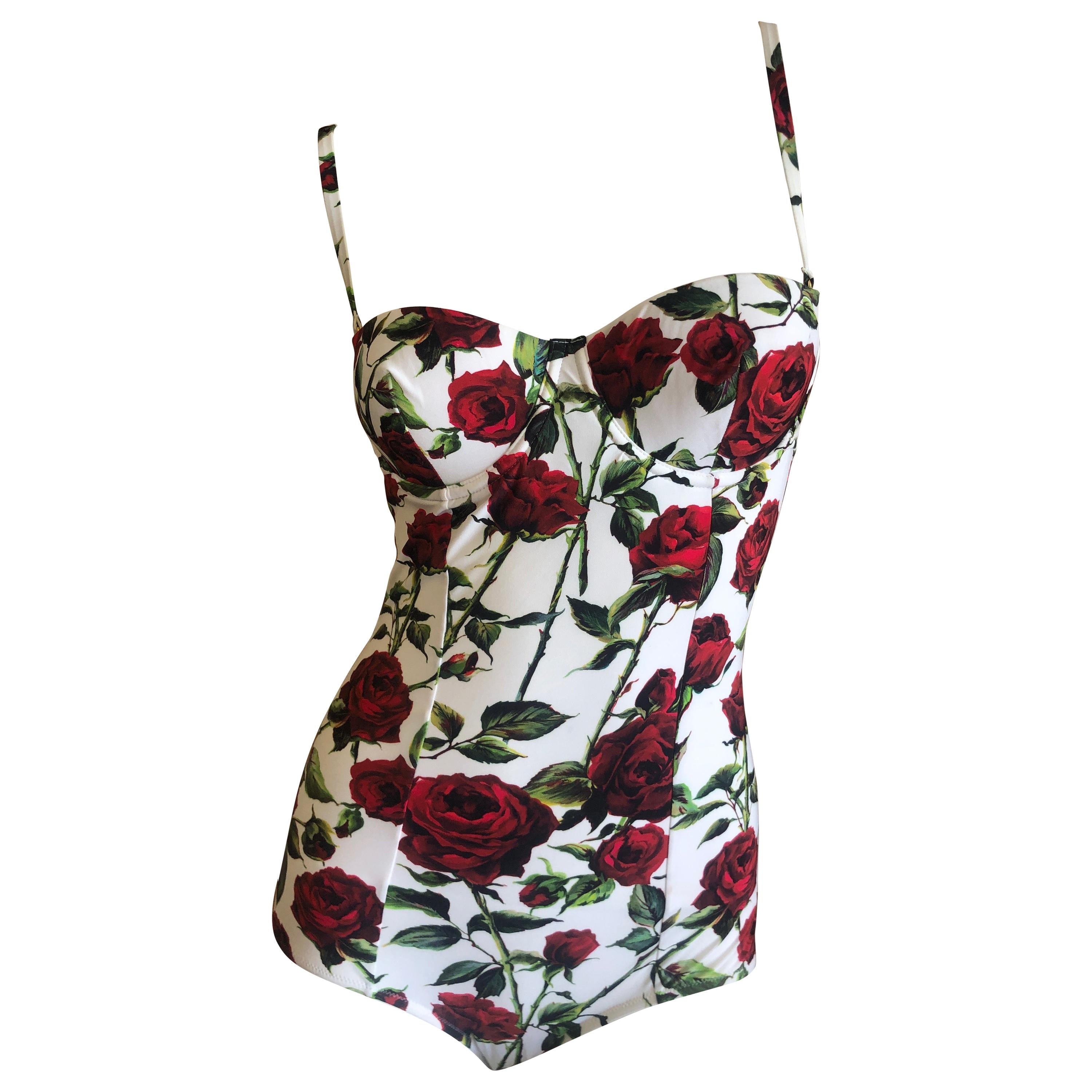 Dolce & Gabbana Floral One Piece Swimsuit NWT Size Small For Sale