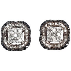 Black Diamond and White Diamond Earrings