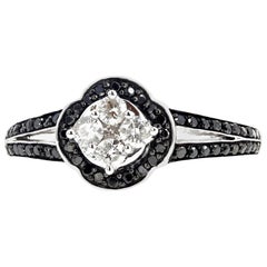 Gemjunky Dalmation White Diamond & Black Diamond Engagement Ring