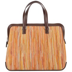 Hermes Brown Multi Color Carryall Bowling Evening Top Handle Satchel Bag