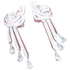 Retro Panetta Rhodium & Crystal Dangling Earrings, 1950s