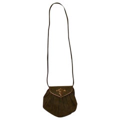 Ungaro Parallele Sac à bandoulière vintage en cuir de daim vert, années 1980 