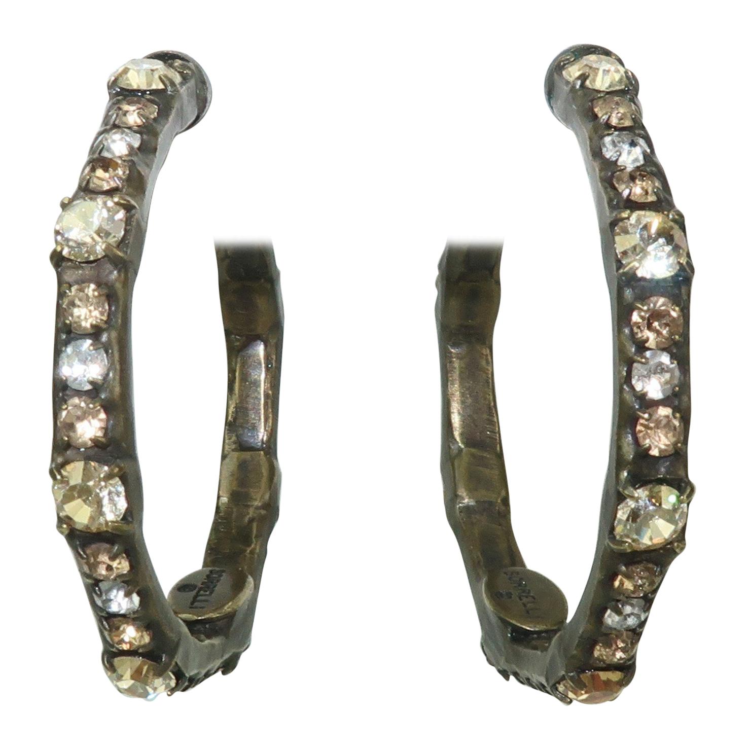 Sorrelli Brass & Rhinestone Hoop Earrings