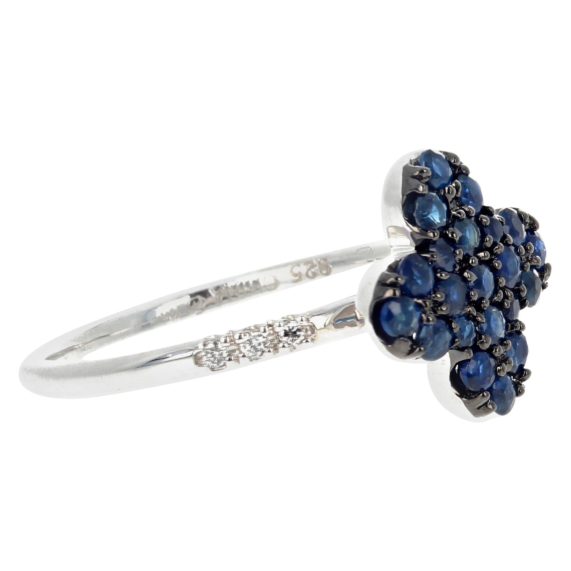 Gemjunky Sweet Sixteen Petite Sparkling Blue Sapphire Ring