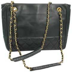 Chanel Vintage Dark Olive Green Shopper Bag