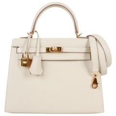 Hermes Kelly 25 Sellier Bag Neutral Craie Epsom Gold Hardware with ...