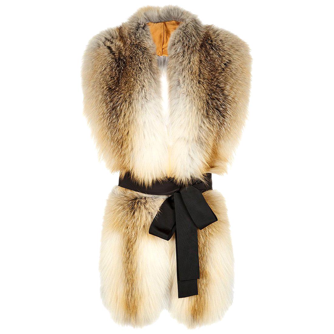 Verheyen London Legacy Stole Natural Golden Island Fox Fur - Brand New 