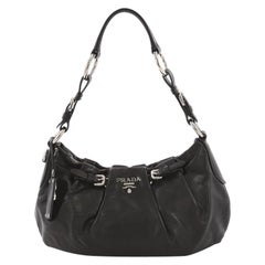 Prada Buckle Pleated Shoulder Bag Soft Calfskin Medium