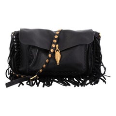 Valentino C-Rockee Scarab Fringe Shoulder Bag Leather Medium