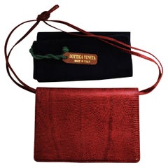 Bottega Veneta Red Lizard Adjustable Shoulder Strap