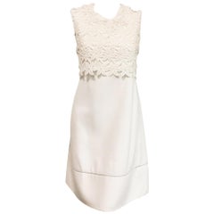 Classic Chloe Floral Lace Sleeveless White Cotton Dress