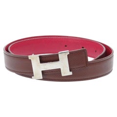 Hermès Bordeaux X Red X Silver Reversible 24mm H Logo Kit 865941 Belt