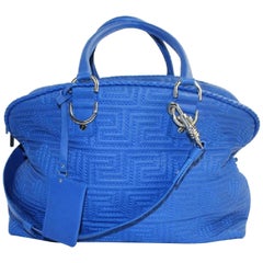 Versace Gianni Athena Vanitas Couture Griechenland Damen Msml2 Blaue Ledertasche