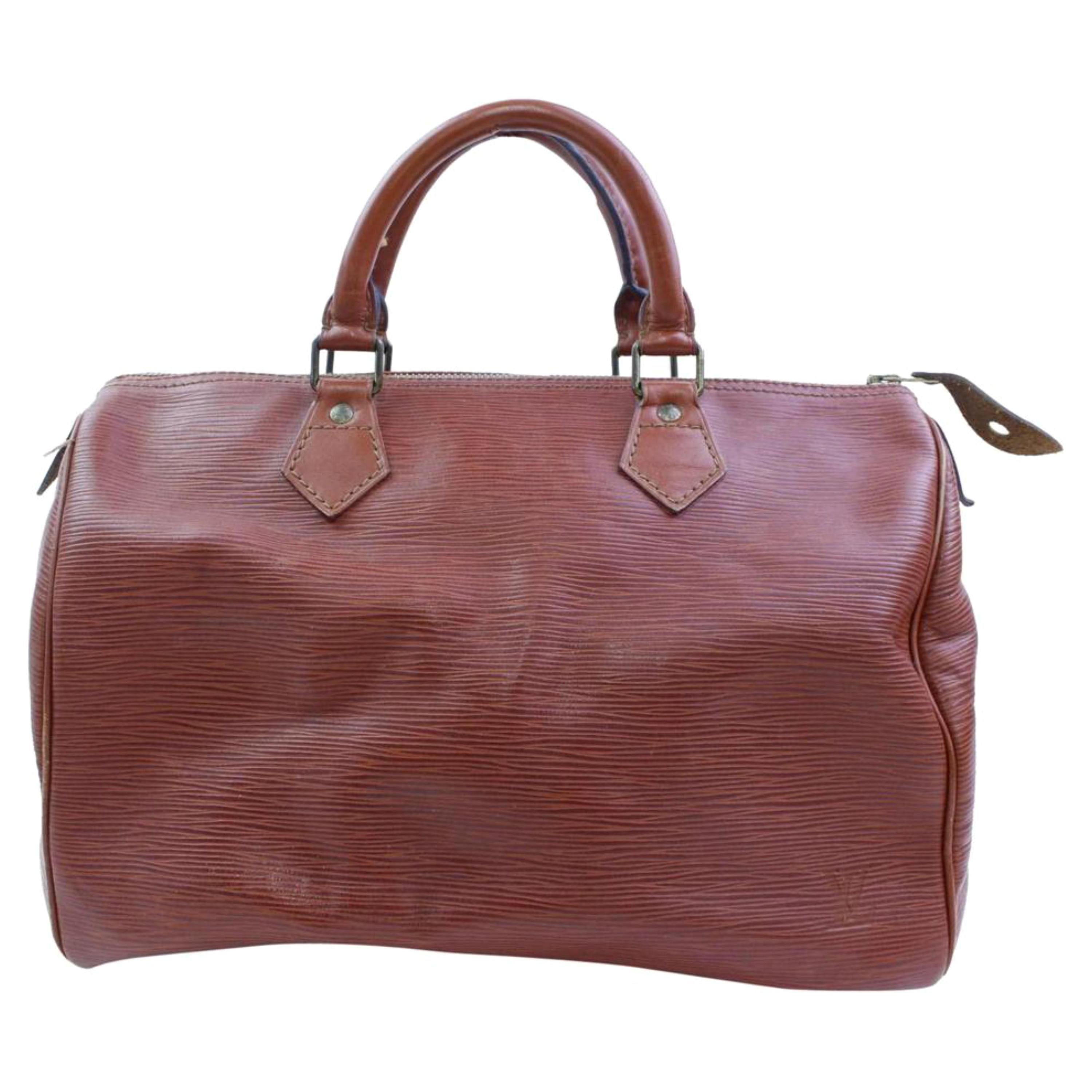 Louis Vuitton Speedy Kenya 30 866818 Brown Leather Satchel For Sale