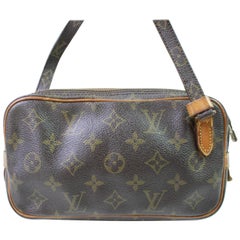 Vintage Louis Vuitton Pochette Marly Bandouliere 866851 Brown Coated Canvas Shoulder Bag