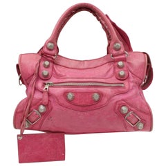 Vintage Balenciaga Giant The City Handbag 866732 Pink Leather Satchel