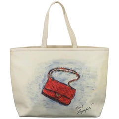 Chanel Mobile Art 866745 White Canvas Tote