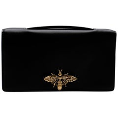 Christian Dior Black Calfskin Bee Pochette