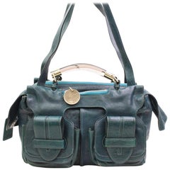 Chloé Clear Handle 2way 866584 Green Leather Shoulder Bag