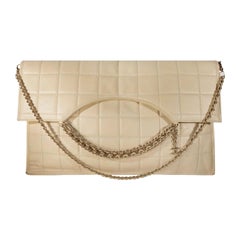 Chanel Beige Leather Multi Chain Convertible Envelope Clutch