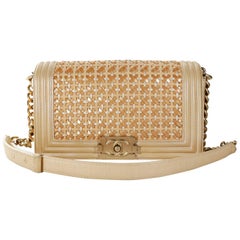 Chanel Beige Woven Leather Runway Boy Bag