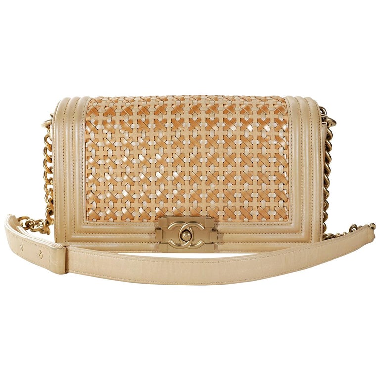 Chanel White Le Boy Gold-trimmed Rattan Flap Bag – Boutique Patina