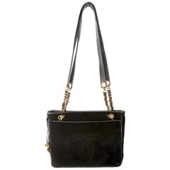 Chanel Black Velvet CC Vintage Tote