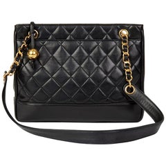 1992 Chanel Black Quilted Lambskin Vintage Timeless Shoulder Bag