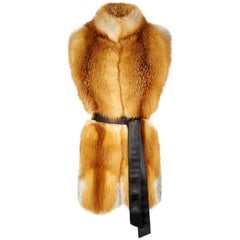 Used Verheyen London Nehru Collar Stole in Natural Red Fox Fur - Brand New